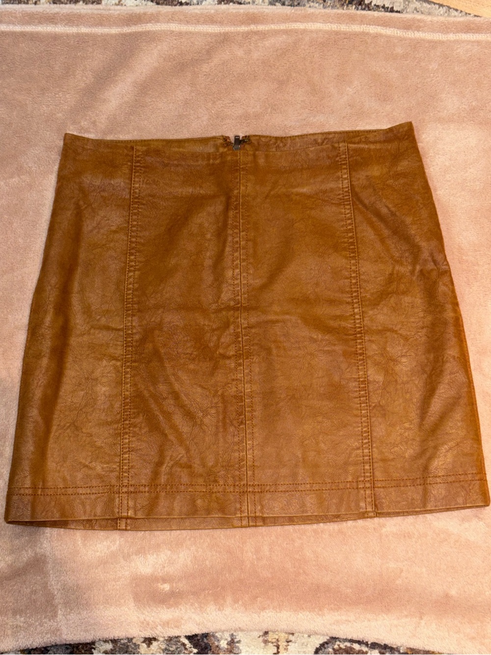 Free People Brown Faux Leather Mini Skirt Size 6